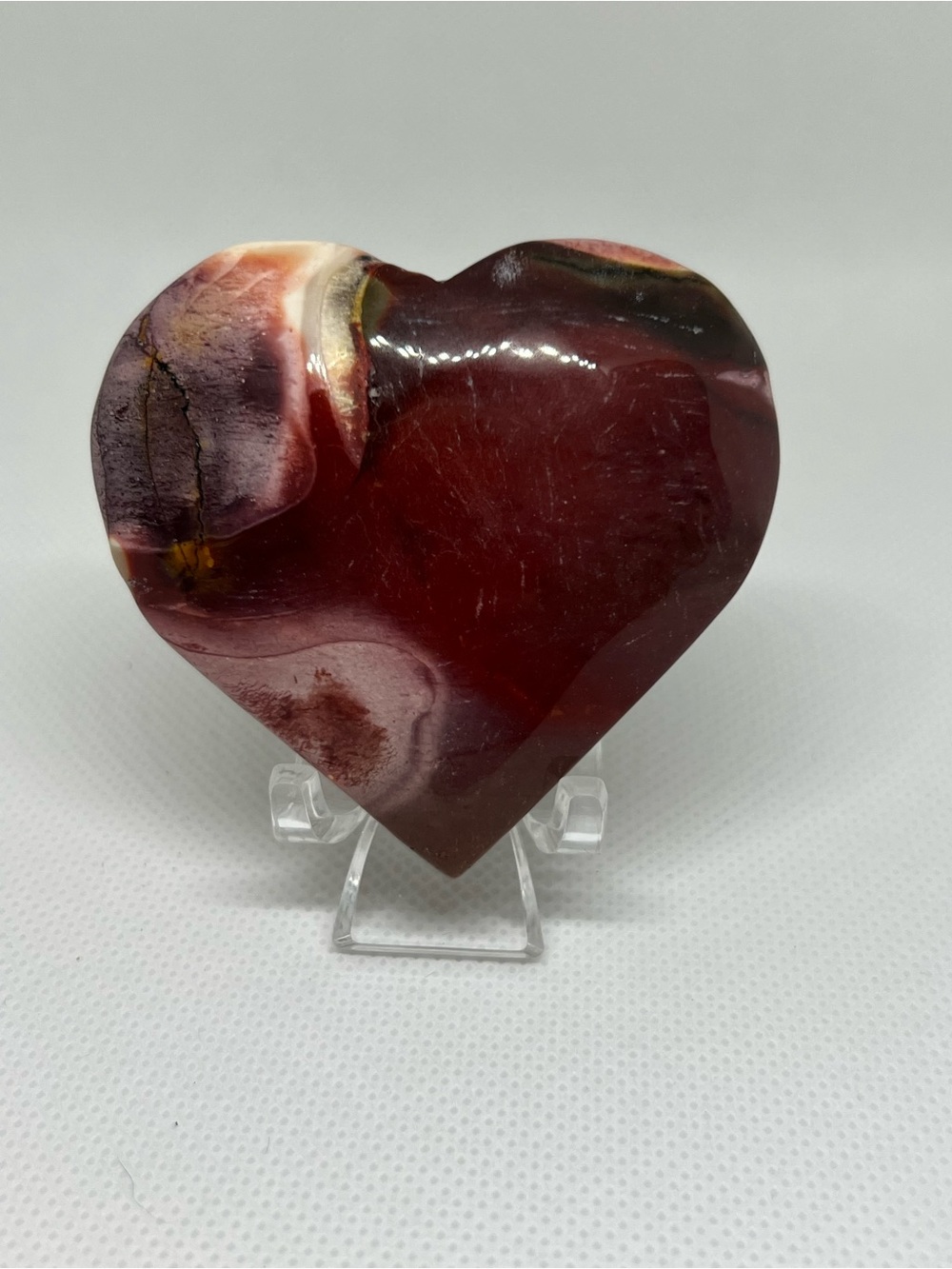 ✨Natural Mookaite Jasper Polished Crystal Heart Carving - Earthy Burgundy